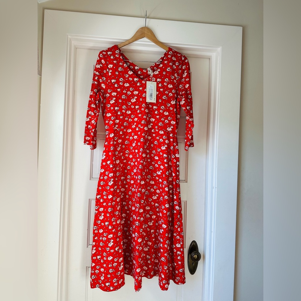 NWT Pact Red Floral Dress Sz XL